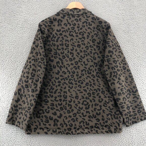 UMGEE Jacket Womens Medium Gray Leopard Print Denim Snap Pockets Everyday Casual - Picture 3 of 9